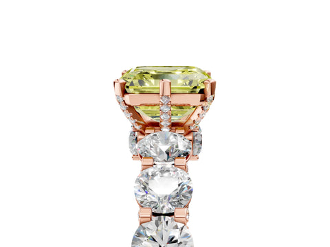 Rose gold Fancy Yellow Asscher Cut Diamond Side Stone Engagement Ring with Four-Prong Setting_41