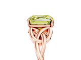 Rose gold Fancy Yellow Asscher Cut Diamond Solitaire Celtic Knot Ring with Four-Prong Setting_39