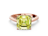 Rose gold Fancy Yellow Asscher Cut Diamond Solitaire Engagement Ring with Cathedral Setting and Four-Prong Mount_30