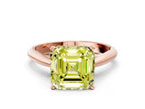 Rose gold Fancy Yellow Asscher Cut Diamond Solitaire Engagement Ring with Cathedral Setting and Four-Prong Mount_34