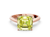 Rose gold Fancy Yellow Asscher Cut Diamond Solitaire Engagement Ring with Cathedral Setting and Four-Prong Mount_72