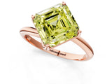 Rose gold Fancy Yellow Asscher Cut Diamond Solitaire Engagement Ring with Four-Prong Setting and Classic Band_56