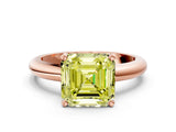 Rose gold Fancy Yellow Asscher Cut Diamond Solitaire Engagement Ring with Round Band and Four-Prong Setting_94