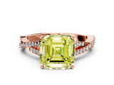 Rose gold Fancy Yellow Asscher Cut Diamond Solitaire Engagement Ring with Twisted Pavé Band and Four-Prong Setting_50