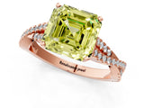 Rose gold Fancy Yellow Asscher Cut Diamond Solitaire Engagement Ring with Twisted Pavé Band and Four-Prong Setting_51