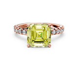 Rose gold Fancy Yellow Asscher Cut Diamond Solitaire Pavé Engagement Ring with Round Band and Prong Setting_12