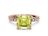 Rose gold Fancy Yellow Asscher Cut Diamond Solitaire Pavé Engagement Ring with Round Band and Prong Setting_48