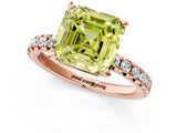 Rose gold Fancy Yellow Asscher Cut Diamond Solitaire Pavé Engagement Ring with Round Band and Prong Setting_85