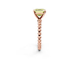 Rose gold Fancy Yellow Asscher Cut Diamond Solitaire Ring with Beaded Band and Prong Setting_44