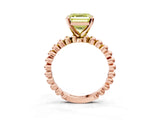 Rose gold Fancy Yellow Asscher Cut Diamond Solitaire Ring with Beaded Band and Prong Setting_45