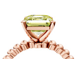 Rose gold Fancy Yellow Asscher Cut Diamond Solitaire Ring with Beaded Band and Prong Setting_46