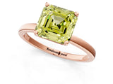 Rose gold Fancy Yellow Asscher Cut Diamond Solitaire Ring with Classic Band and Four-Prong Setting_1