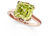 Rose gold Fancy Yellow Asscher Cut Diamond Solitaire Ring with Flower Prong Setting and Classic Band_102
