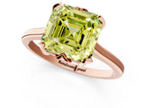 Rose gold Fancy Yellow Asscher Cut Diamond Solitaire Ring with Flower Prong Setting and Classic Band_13