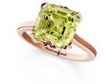 Rose gold Fancy Yellow Asscher Cut Diamond Solitaire Ring with Flower Prong Setting and Classic Band_37