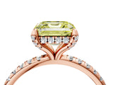 Rose gold Fancy Yellow Asscher Cut Diamond Solitaire Ring with Four-Prong Setting and Pavé Band_7