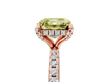 Rose gold Fancy Yellow Asscher Cut Diamond Solitaire Ring with Four-Prong Setting and Pavé Band_8