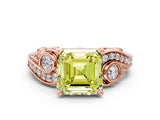 Rose gold Fancy Yellow Asscher Cut Diamond Solitaire Ring with Milgrain Pavé Band and Four-Prong Setting_16