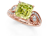 Rose gold Fancy Yellow Asscher Cut Diamond Solitaire Ring with Milgrain Pavé Band and Four-Prong Setting_17