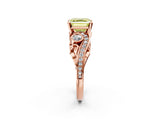 Rose gold Fancy Yellow Asscher Cut Diamond Solitaire Ring with Milgrain Pavé Band and Four-Prong Setting_18