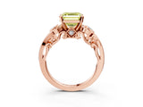 Rose gold Fancy Yellow Asscher Cut Diamond Solitaire Ring with Milgrain Pavé Band and Four-Prong Setting_19