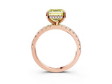 Rose gold Fancy Yellow Asscher Cut Diamond Solitaire Ring with Pavé Band and Four-Prong Setting_54