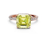 Rose gold Fancy Yellow Asscher Cut Diamond Solitaire Ring with Pavé Band and Hidden Halo_21