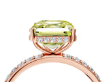 Rose gold Fancy Yellow Asscher Cut Diamond Solitaire Ring with Pavé Band and Hidden Halo_25