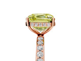 Rose gold Fancy Yellow Asscher Cut Diamond Solitaire Ring with Pavé Band and Hidden Halo_26