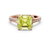 Rose gold Fancy Yellow Asscher Cut Diamond Solitaire Ring with Pavé Band and Prong Setting_12