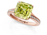 Rose gold Fancy Yellow Asscher Cut Diamond Solitaire Ring with Pavé Band and Prong Setting_13