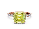 Rose gold Fancy Yellow Asscher Cut Diamond Solitaire Ring with Pave Band and Four Prong Setting_34
