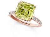 Rose gold Fancy Yellow Asscher Cut Diamond Solitaire Ring with Pave Band and Four Prong Setting_35