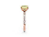 Rose gold Fancy Yellow Asscher Cut Diamond Solitaire Ring with Pave Band and Four Prong Setting_36
