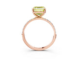 Rose gold Fancy Yellow Asscher Cut Diamond Solitaire Ring with Pave Band and Four Prong Setting_37
