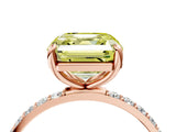 Rose gold Fancy Yellow Asscher Cut Diamond Solitaire Ring with Pave Band and Four Prong Setting_38