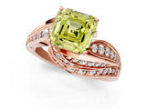 Rose gold Fancy Yellow Asscher Cut Diamond Solitaire Ring with Prong Setting and Twisted Pavé Band_1
