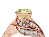Rose gold Fancy Yellow Asscher Cut Diamond Solitaire Ring with Prong Setting and Twisted Pavé Band_4