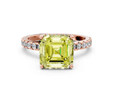 Rose gold Fancy Yellow Asscher Cut Diamond Solitaire Ring with Round  Pavé Band and Four-Prong Setting_36