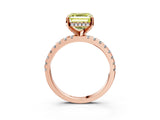Rose gold Fancy Yellow Asscher Cut Diamond Solitaire Ring with Round  Pavé Band and Four-Prong Setting_39