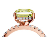Rose gold Fancy Yellow Asscher Cut Diamond Solitaire Ring with Round  Pavé Band and Four-Prong Setting_40