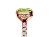 Rose gold Fancy Yellow Asscher Cut Diamond Solitaire Ring with Round  Pavé Band and Four-Prong Setting_41