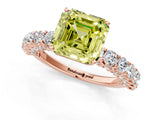 Rose gold Fancy Yellow Asscher Cut Diamond Solitaire Ring with Shared Prong Pavé Band and Four-Prong Setting_18