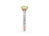 Rose gold Fancy Yellow Asscher Cut Diamond Solitaire Ring with Shared Prong Pavé Band and Four-Prong Setting_19