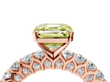 Rose gold Fancy Yellow Asscher Cut Diamond Solitaire Ring with Shared Prong Pavé Band and Four-Prong Setting_21