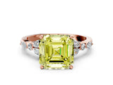 Rose gold Fancy Yellow Asscher Cut Diamond Solitaire Ring with Side Stones and Four-Prong Setting_33