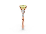 Rose gold Fancy Yellow Asscher Cut Diamond Solitaire Ring with Side Stones and Four-Prong Setting_35