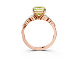 Rose gold Fancy Yellow Asscher Cut Diamond Solitaire Ring with Side Stones and Four-Prong Setting_36