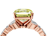Rose gold Fancy Yellow Asscher Cut Diamond Solitaire Ring with Side Stones and Four-Prong Setting_37