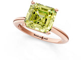 Rose gold Fancy Yellow Asscher Cut Diamond Solitaire Ring with Six-Prong Setting and Classic Band_12